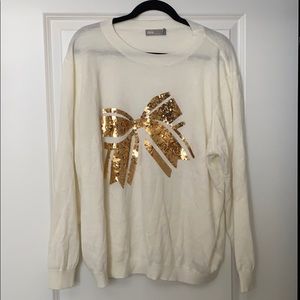 Sequin gold bow sweater